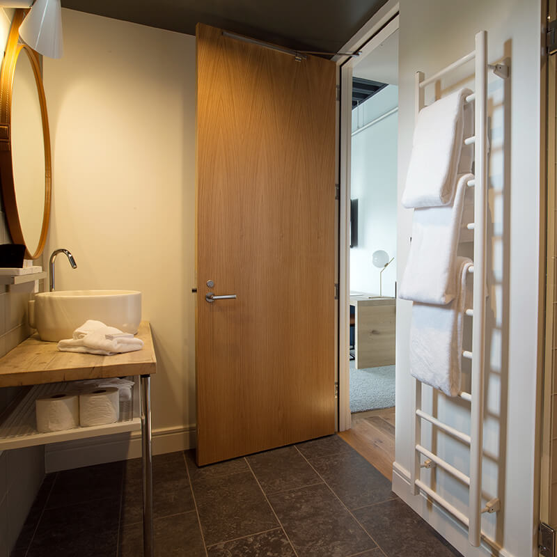 towel rack in bathroom